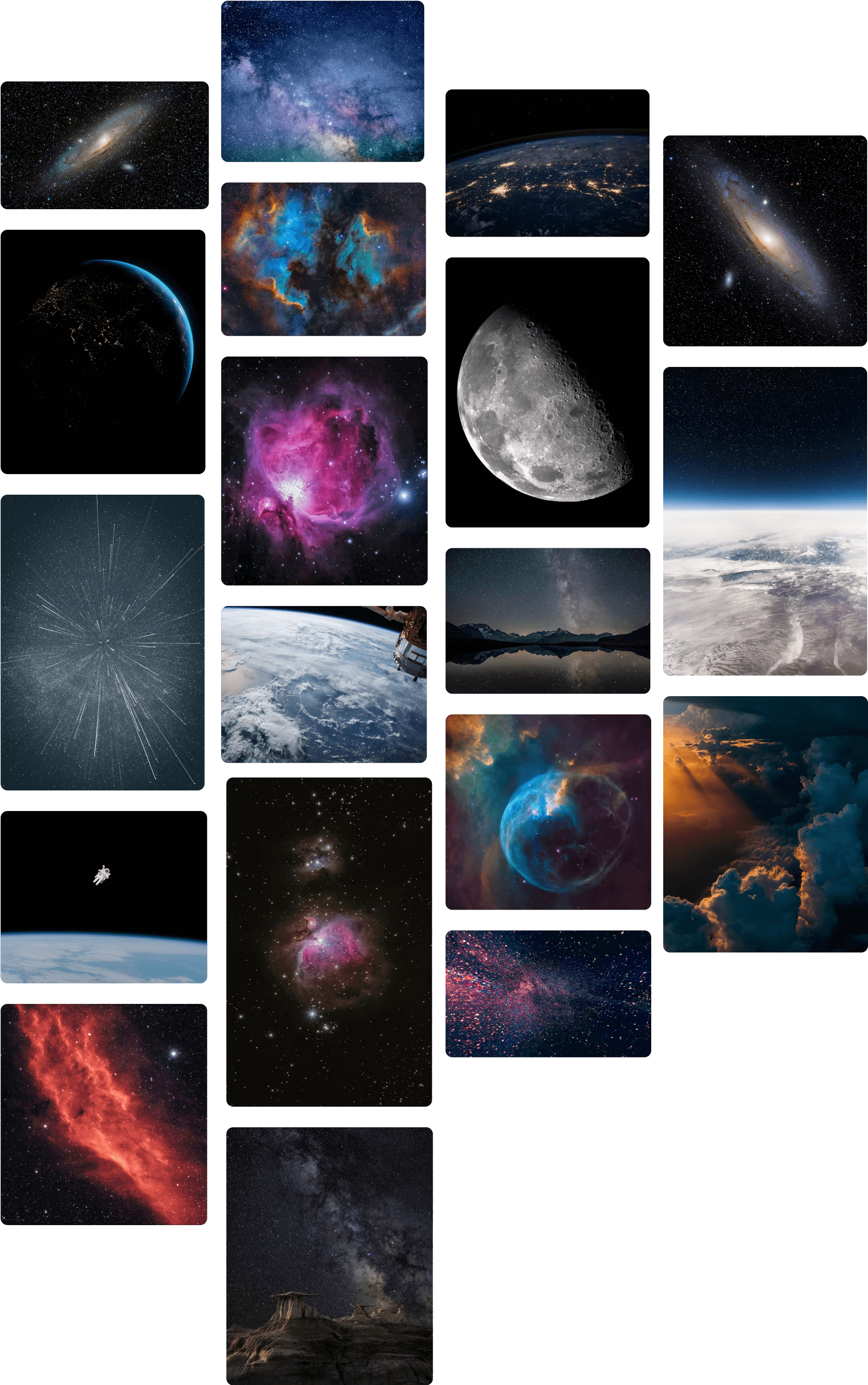 astronomy pins aligned in desktop view